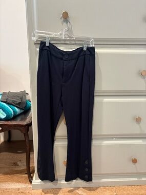 Cabi Navy Tailored Ankle Pants | Button Hem | Size 2